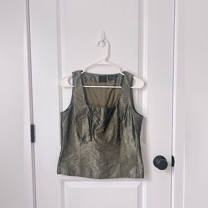 🍸MAG Elegant Olive Green 100% Silk Women's Tank vintage
